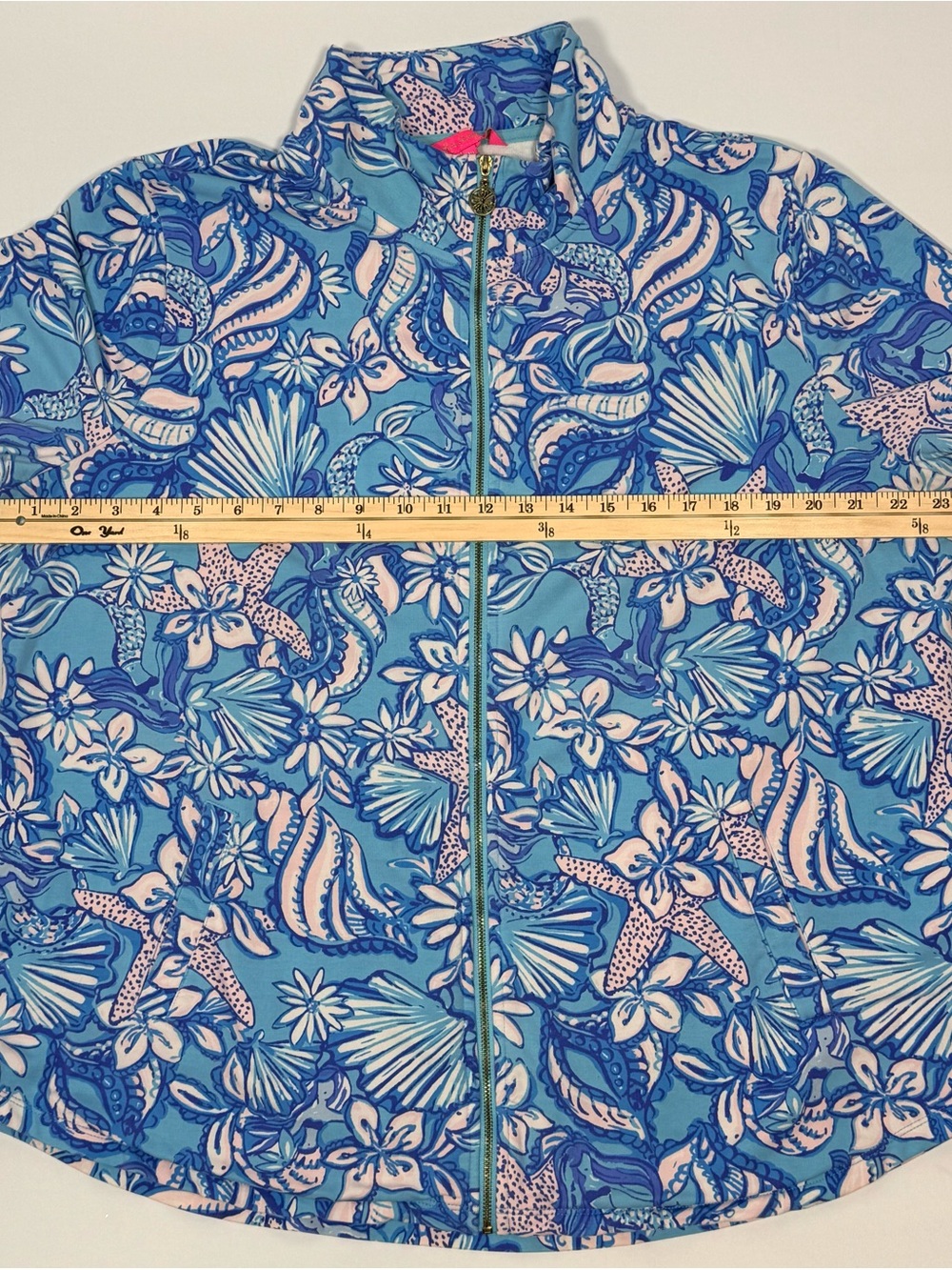 Lilly Pulitzer Leona Zip Up Jacket Pockets Blue Nautical Floral XXL - Picture 12 of 12